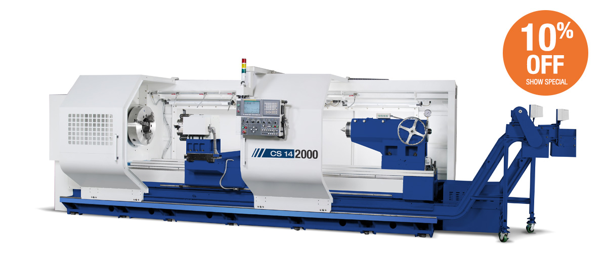 Kingston CS14 2000 IMTS Show Special Extra Heavy Duty Flat Bed CNC Lathe Threading